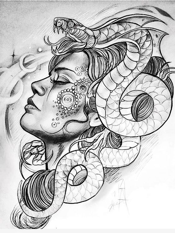 boceto tatuaje medusa